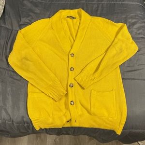 Vince Yellow Deep Ribbed Cardigan